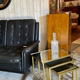 Vintage 70's nesting table in brass and mirror