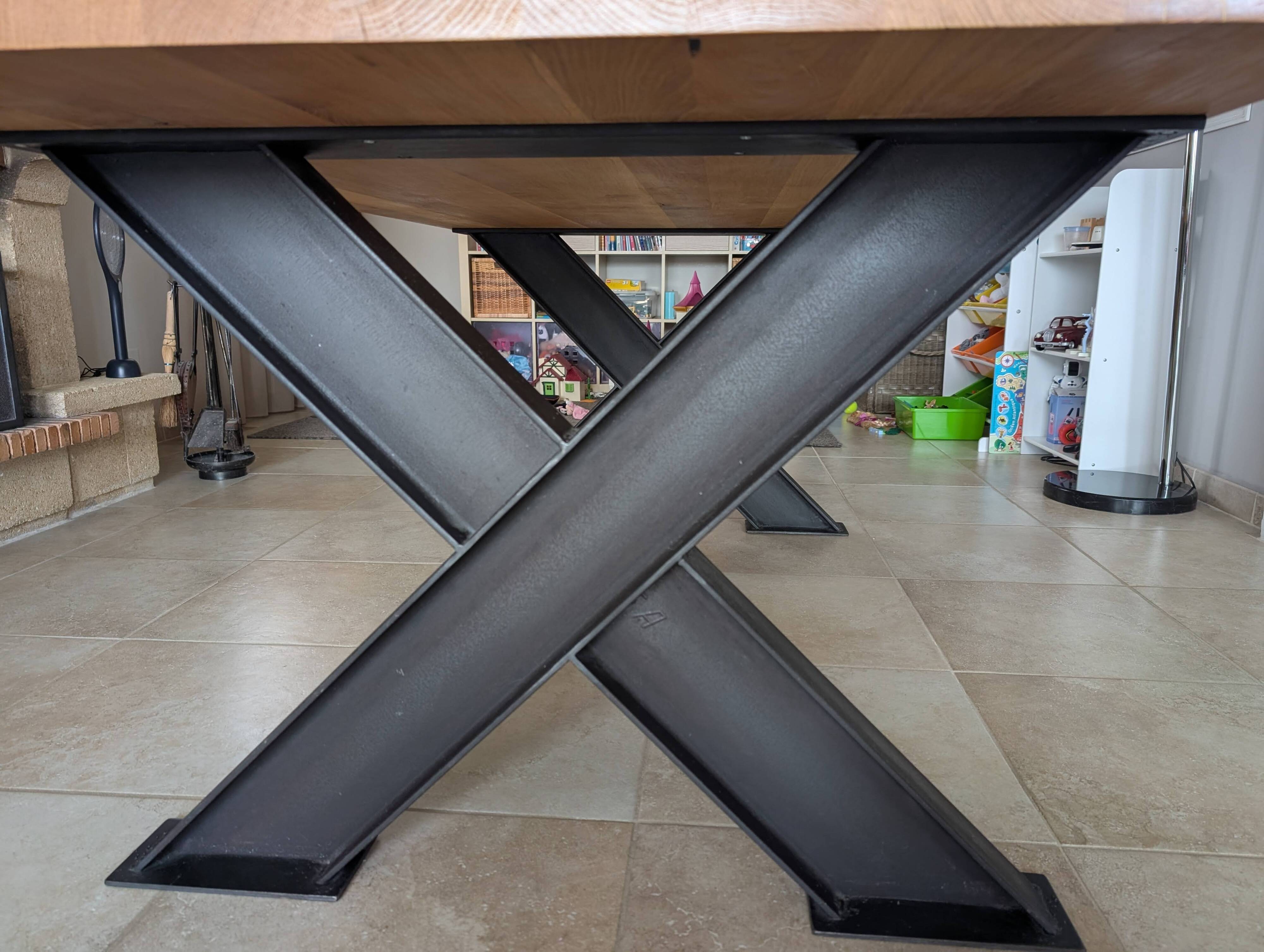 Solid Oak & IPN Steel Table - 200 x 100 - Artisan Creation