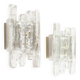 Pair of large 'ice glass' wall lamps by Kalmar, Austria 1960's