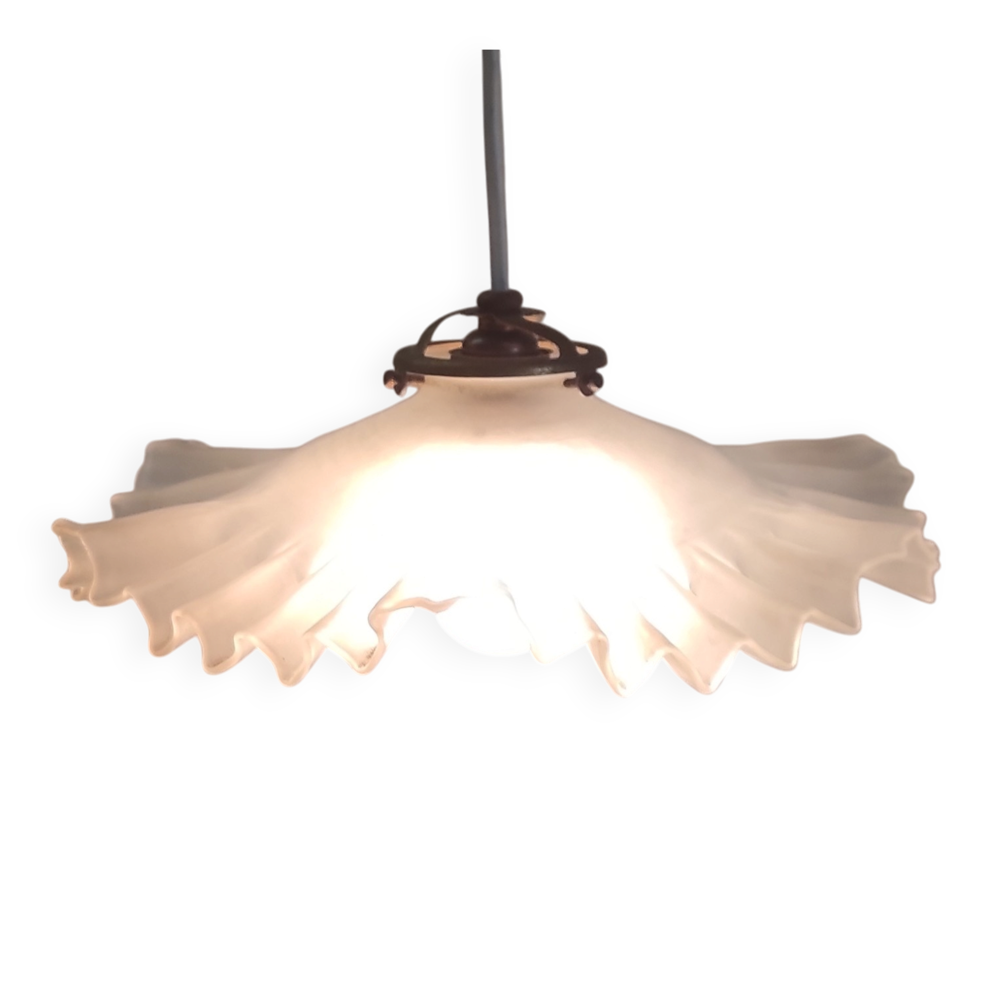 Pleated glass lampshade - mid 20th century