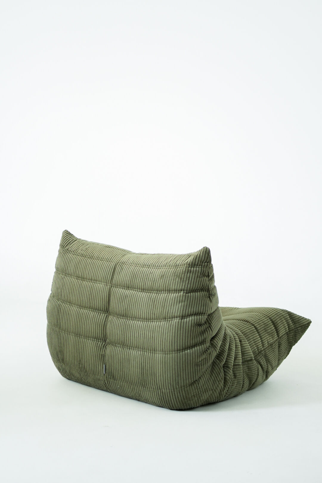 Togo Armchair and Pouf in Khaki wide Corduroy
