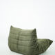 Togo Armchair and Pouf in Khaki wide Corduroy
