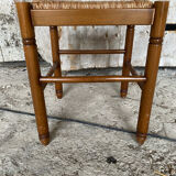 Vintage Wooden Stool with Woven Seat #D502