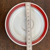 2 coffee cups and bistro saucers, Sarreguemines, vintage Red Band