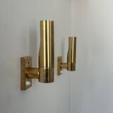 Pair of vintage adjustable brass wall lights, France 1970.
