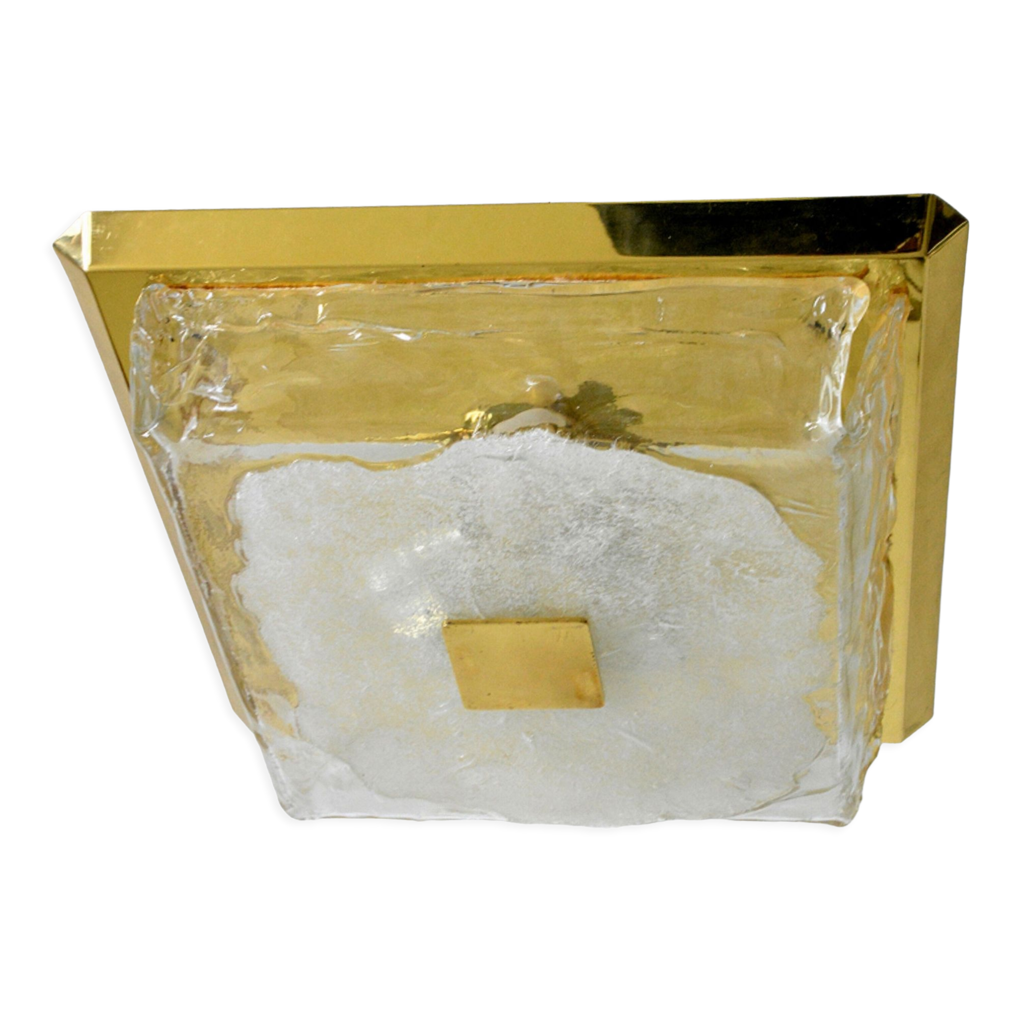 Large Kalmar flushmount, Murano ice glass 70s