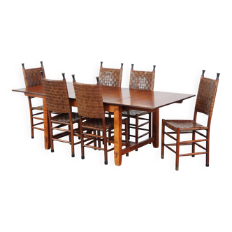 Ensemble de 6 chaises de salle à manger avec table extensible assortie