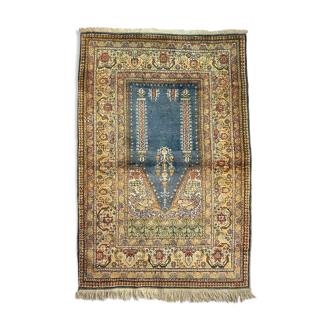 Vintage turkish silk & wool  rug ,feiner handgeknüpfter orientteppich  135x90 cm