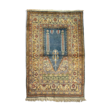 Vintage turkish silk & wool  rug ,feiner handgeknüpfter orientteppich  135x90 cm