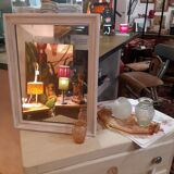 Mirror, wood, old, white patina