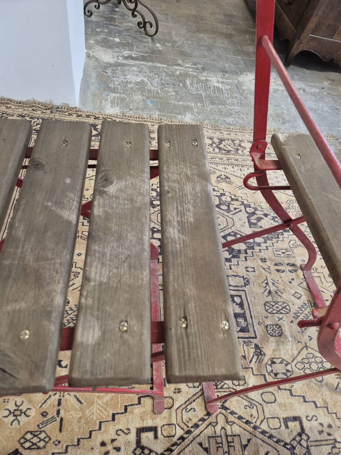 Set of 4 folding chairs for old bistro, guinguette, brasserie