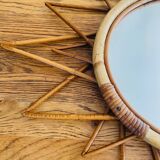 Miroir soleil rotin vintage 70