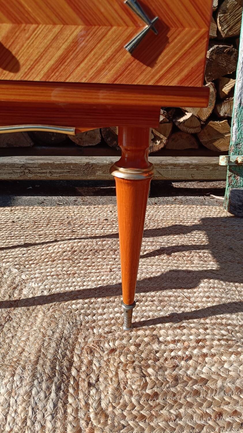 Pair of cherry wood marquetry bedside tables