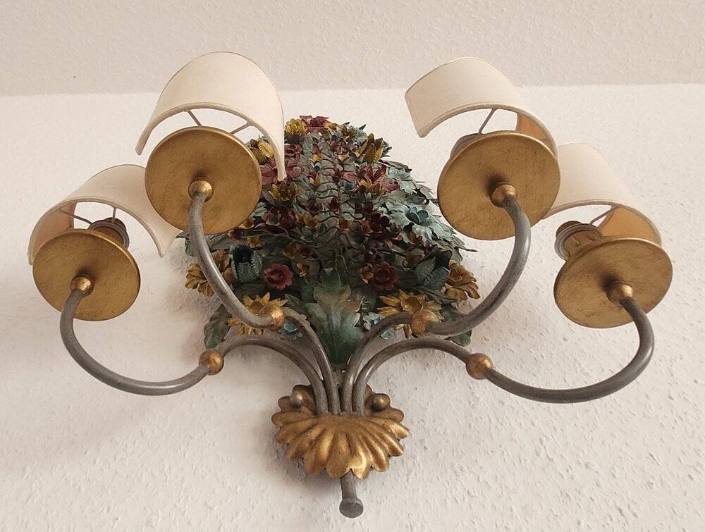 XL Large 2 Light polychrome vintage Ciani Firenze wall lamp, Italy 1970s