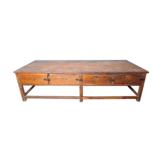 Ancien établi d'ébéniste en bois massif