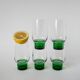 Lot de 5 verres Long Drink Design à pieds vert, 1970
