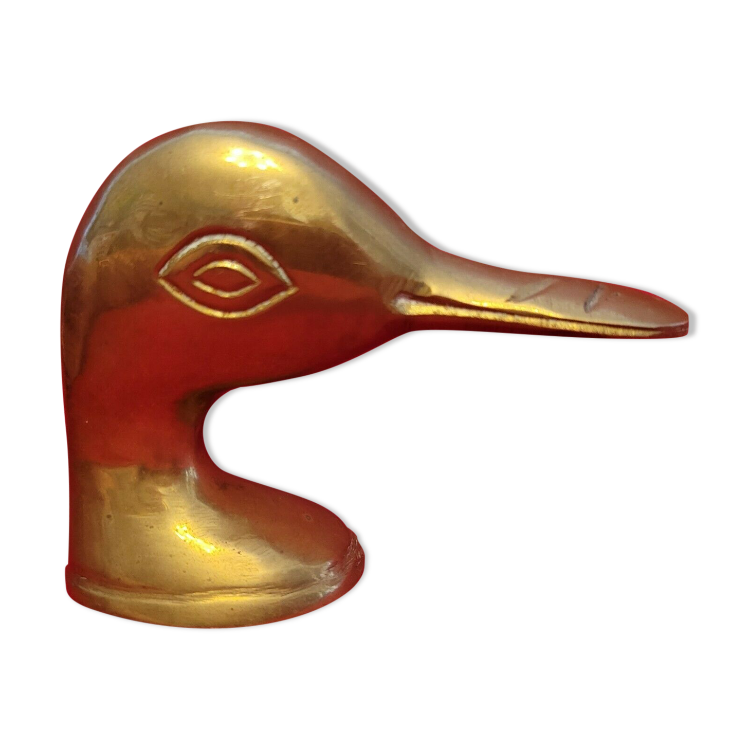 Straw hook wall in brass / gold metal carved duck head