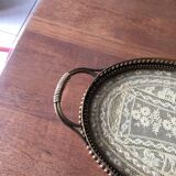 Bronze, brass and embroidery serving tray made in France
