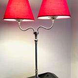 Stainless steel desk lamp with red shades