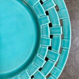 Assiette de présentation, plat en céramique tressée turquoise