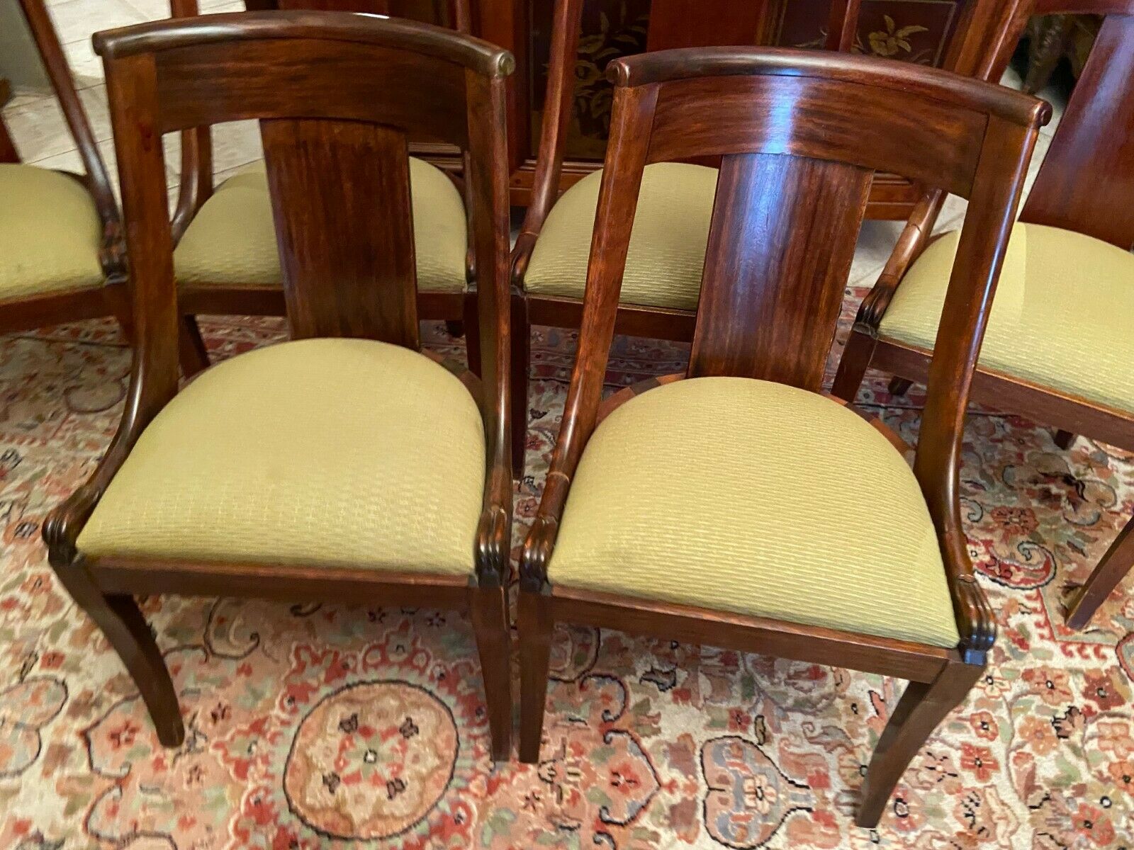 Set of 6 mahogany gondola chairs Empire style XIXth