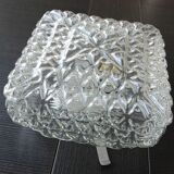 Vintage 60-70s structured glass square ceiling light