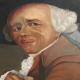 Old oil on canvas portrait painting signed Gouet
