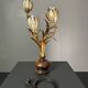 Midcentury Hollywood Regency Florentine gilt metal flower table lamp, 60s.