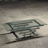 Table basse vintage verre et chrome