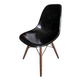 DSW chair, black fiber, black dowel, walnut, Eames, Herman Miller, vintage 1950