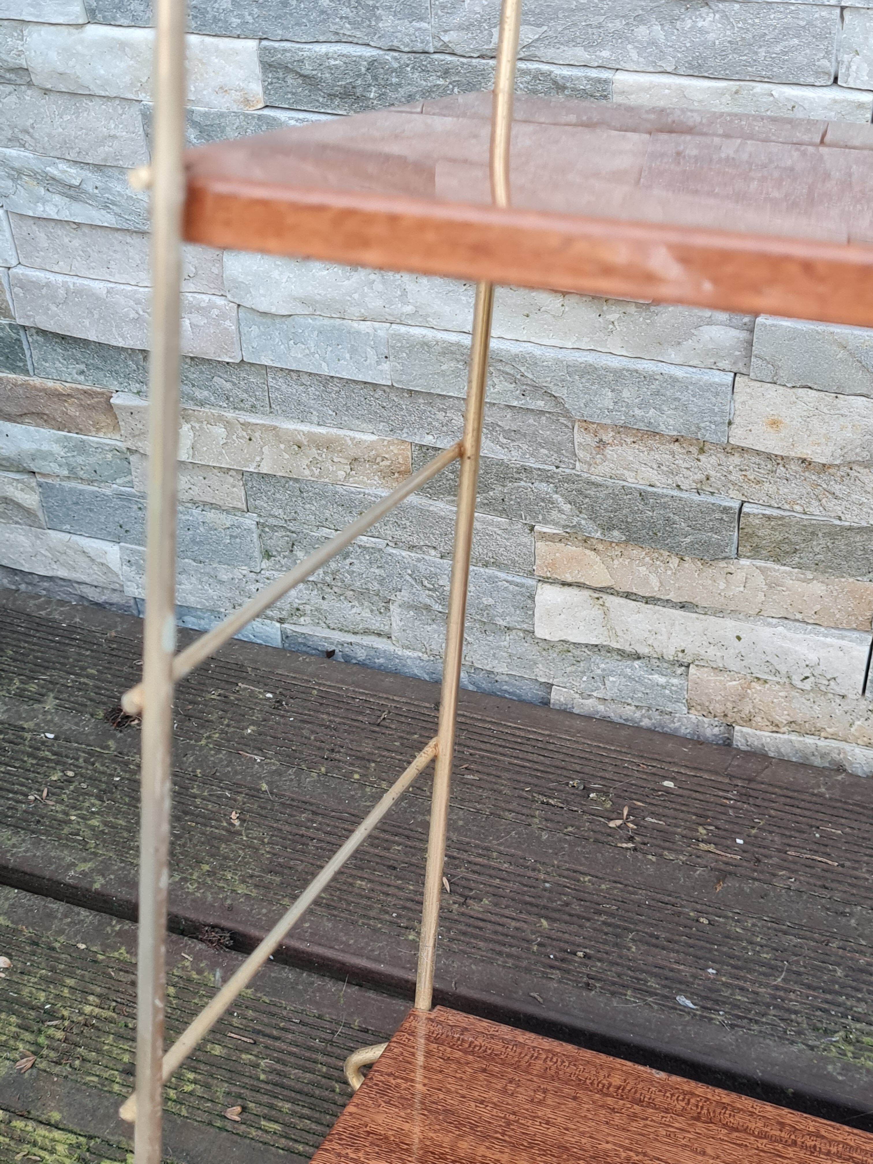 Wall shelves style metal string imitation wood 60- 70s