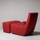 Rocking chair and footstool in red wool by Ligne Roset, France