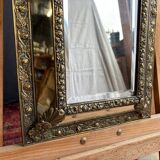Napoleon III style mirror with gilt brass side panels