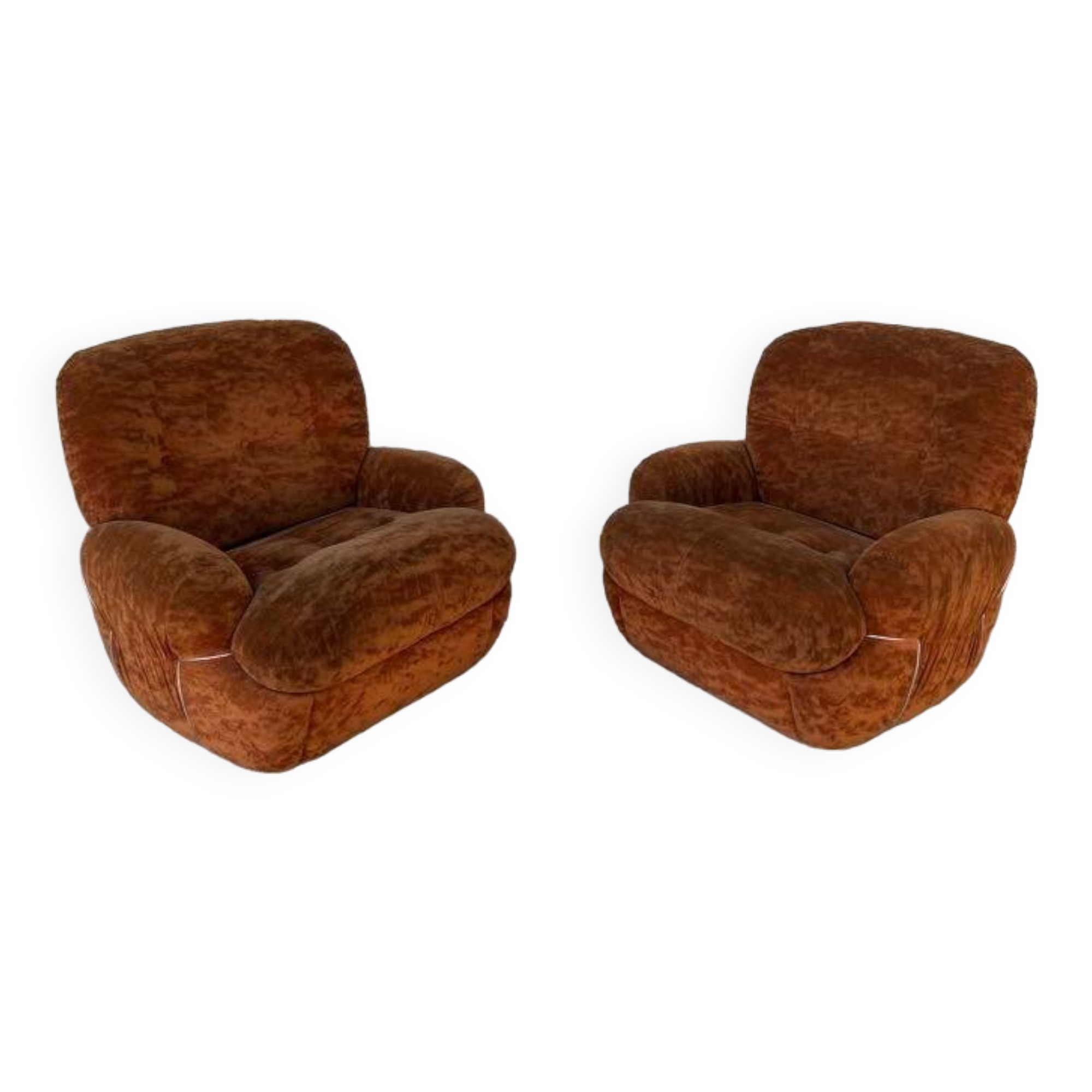 Pair of vintage velvet armchairs 1970 Italy