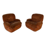 Pair of vintage velvet armchairs 1970 Italy