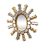 Sun mirror with parecloses, carved wood