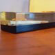 6 vintage resin knife holder with shell inclusion 1960