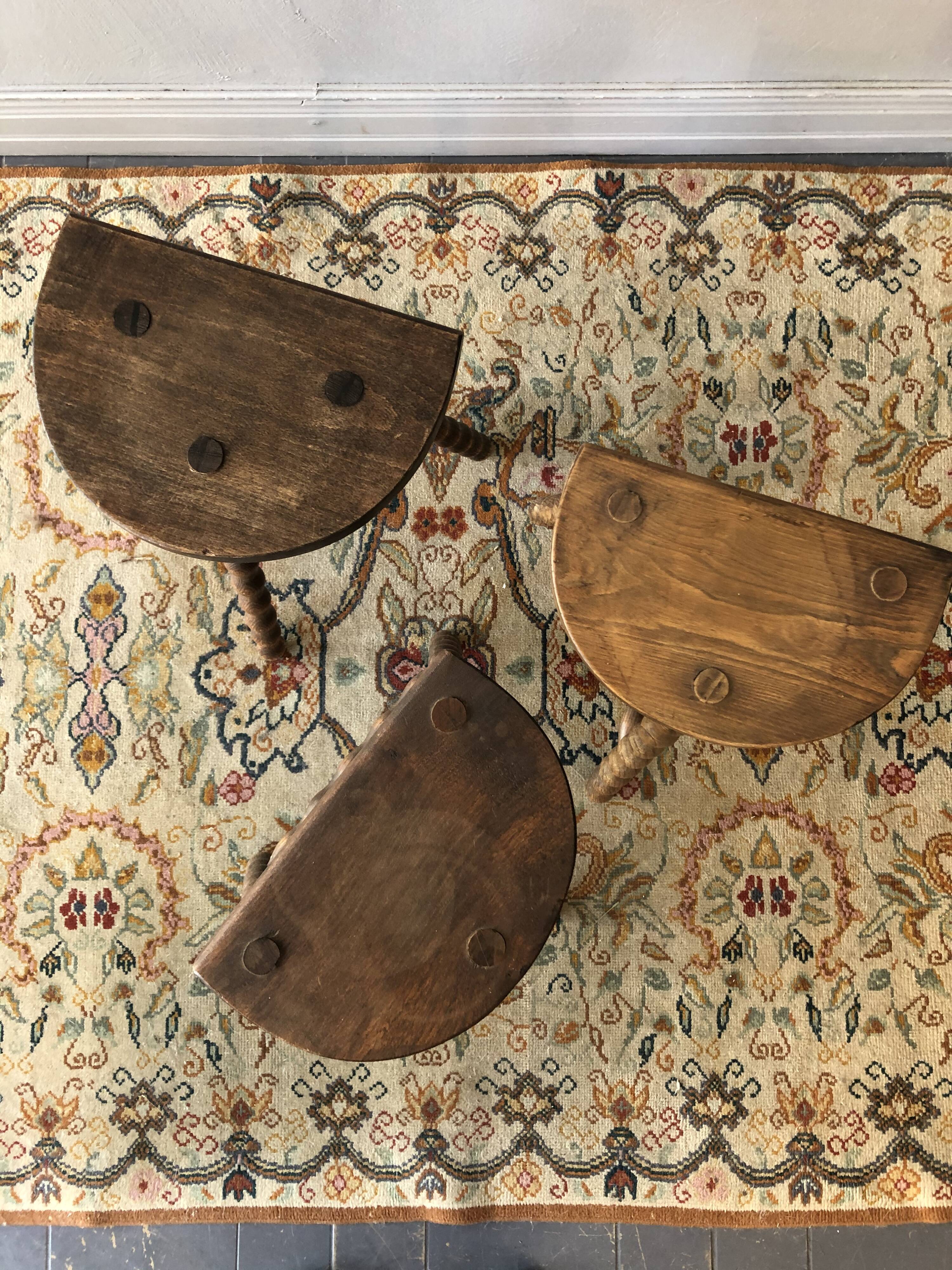 Set of 3 wooden stools