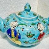 Antique ceramic teapot Asia minor musician's decoration turkey 1900 signed