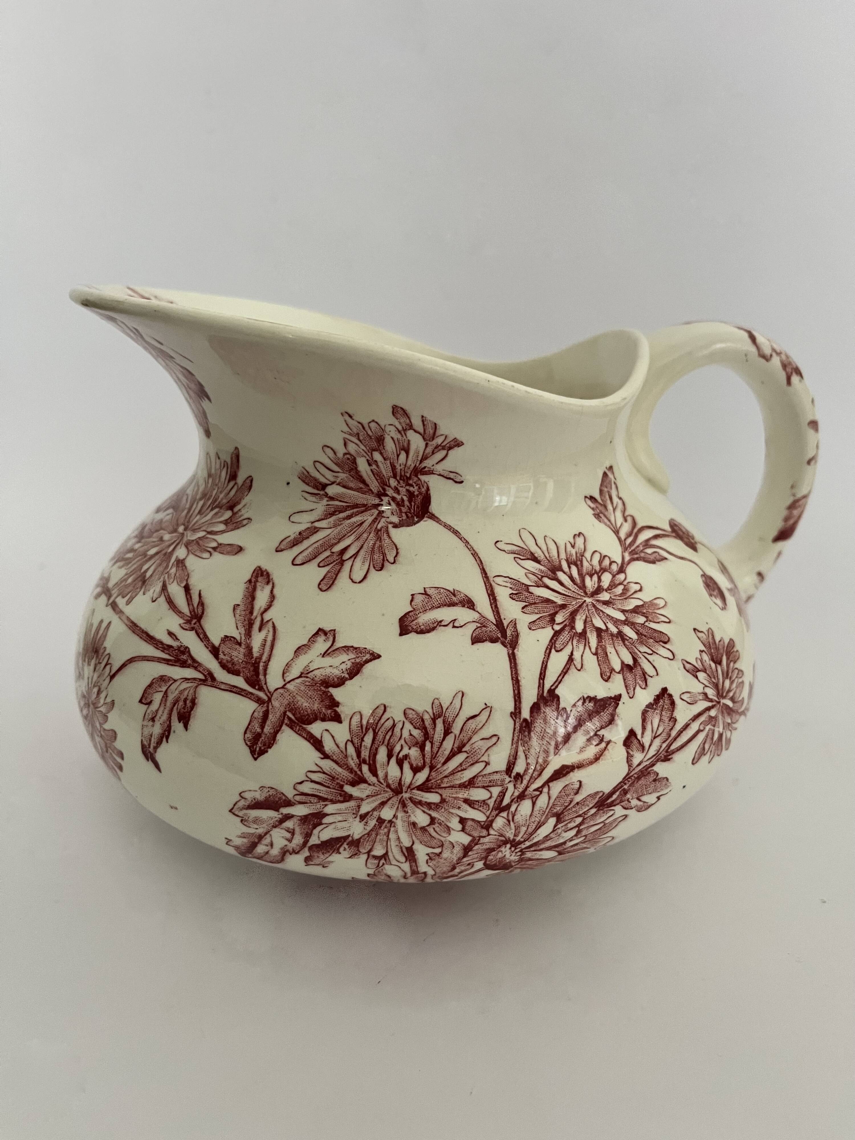 Pitcher, old chrysanthemum jug, Longwy