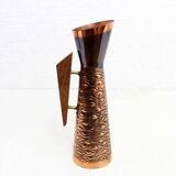 Vintage copper and teak vase