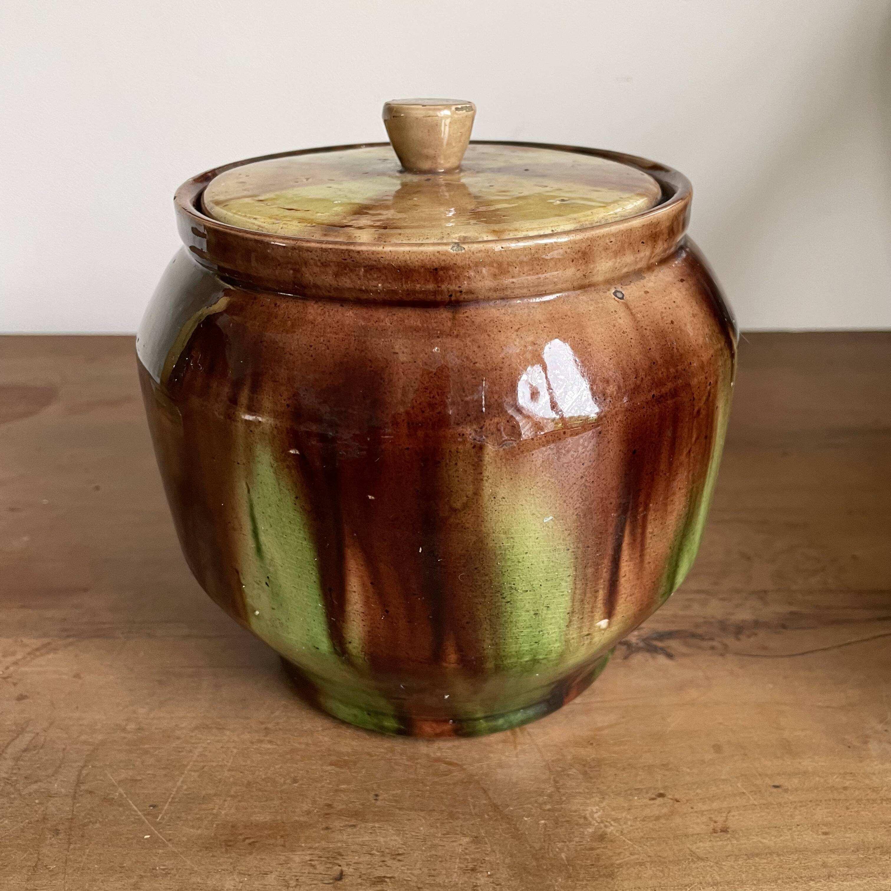 Glazed terracotta covered pot