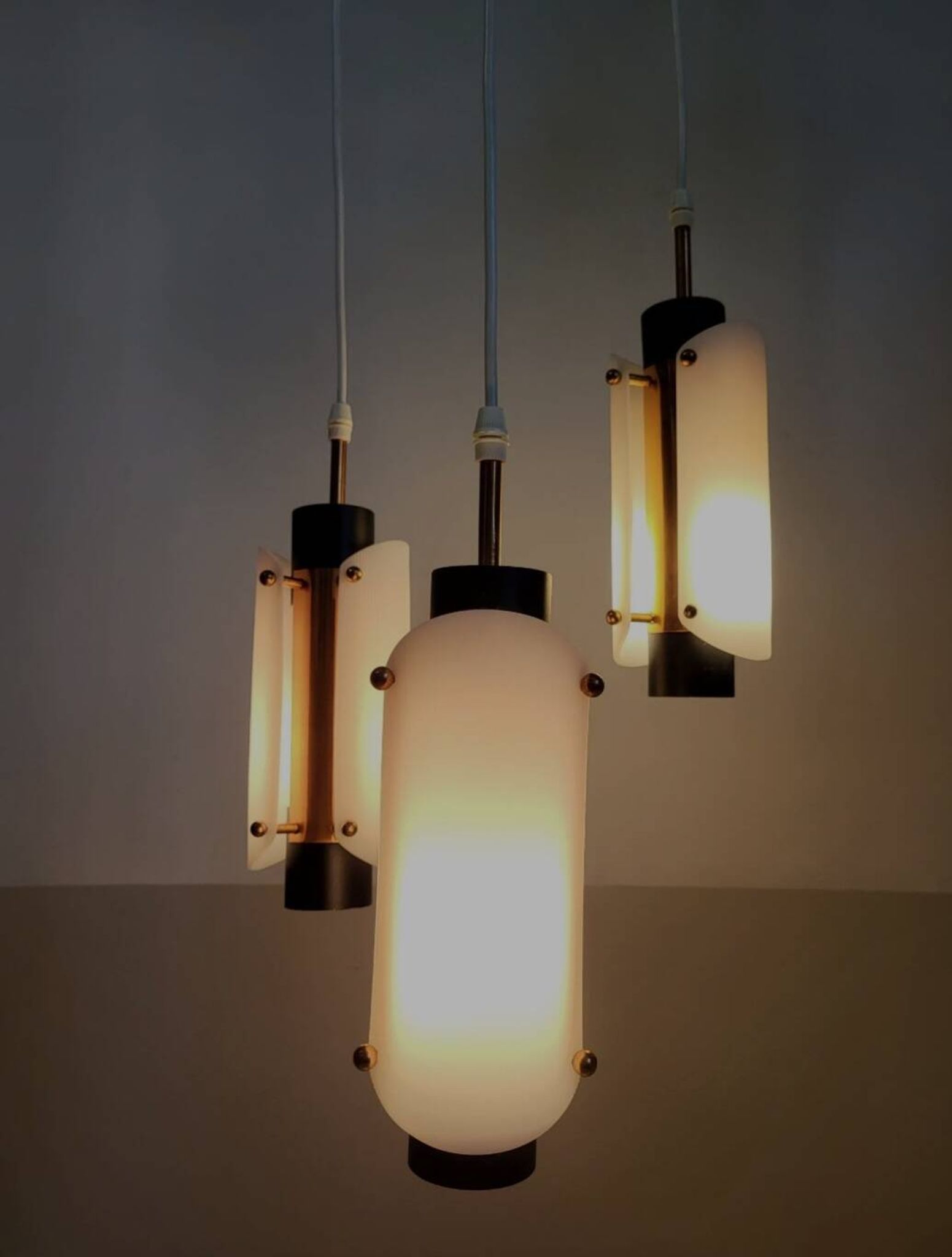 Vintage Scandinavian suspension in plexiglass and copper, probably Danish.