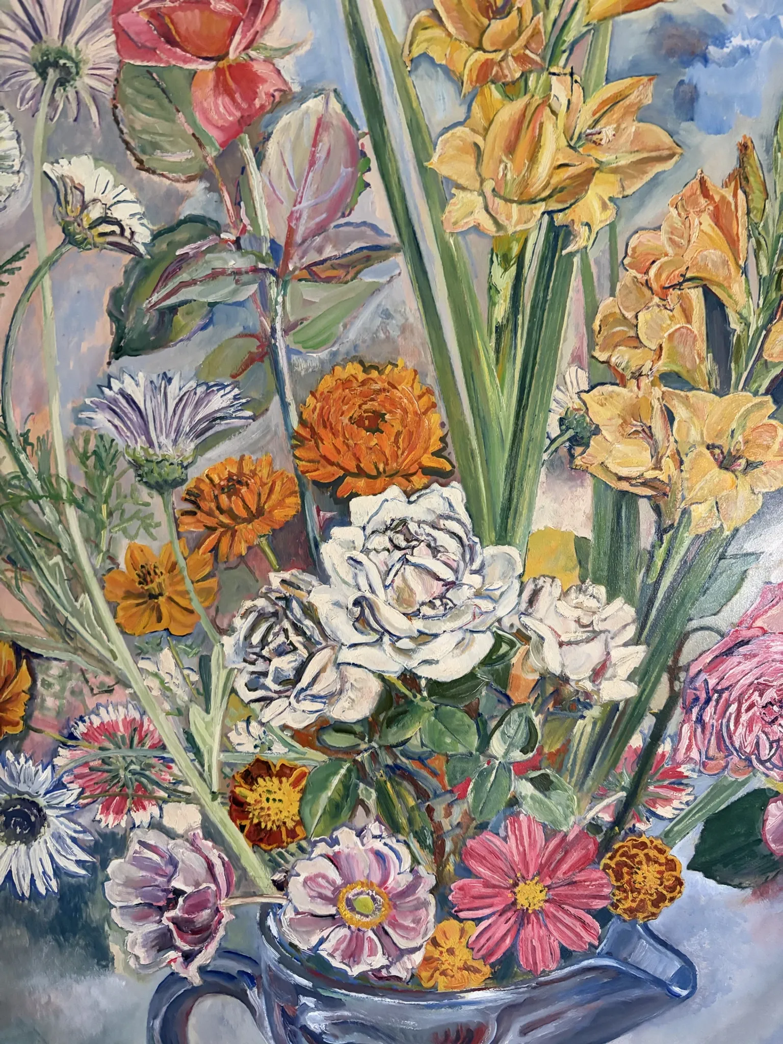 Bouquet in the light, oil on paper by Maurice Bouillot 1949