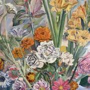 Bouquet in the light, oil on paper by Maurice Bouillot 1949