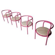 Set of 4 pink Locus Solus chairs by Gae Aulenti for Poltronova, 1960s.