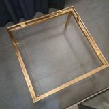 Table basse Guy Lefevre en laiton et verre