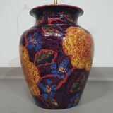 Hand - turned ceramic / glazed vase lamp holders French 1980s