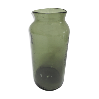 Truffle jar old blown glass olive green color