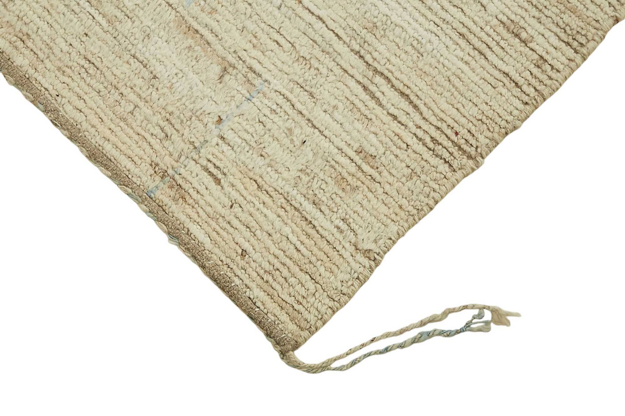 Tapis tribal unique noué à la main en laine beige 259 cm x 297 cm